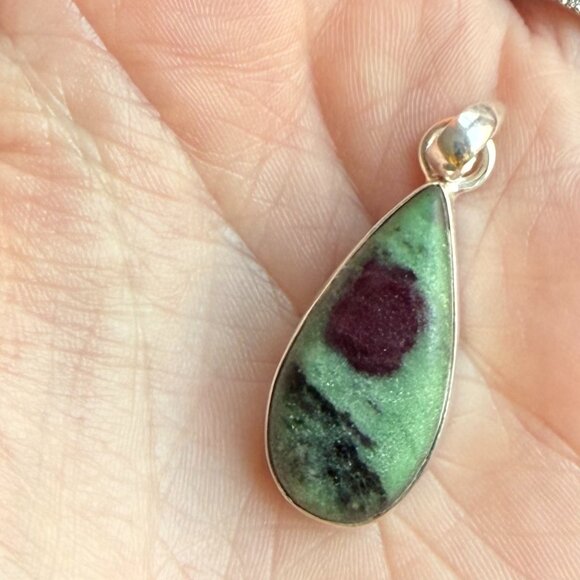 Authentic *Ruby Zoisite* Teardrop Necklace Pendant | Sterling Silver | NEW - Picture 7 of 12